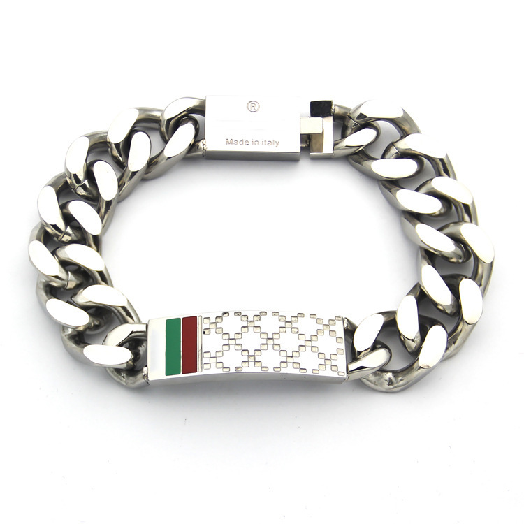 

charm bracelets designer jewellery luxury love bangles for mens ccis gujia womens bijoux cjewelers G letter red green drop oil lattice block titanium steel thick