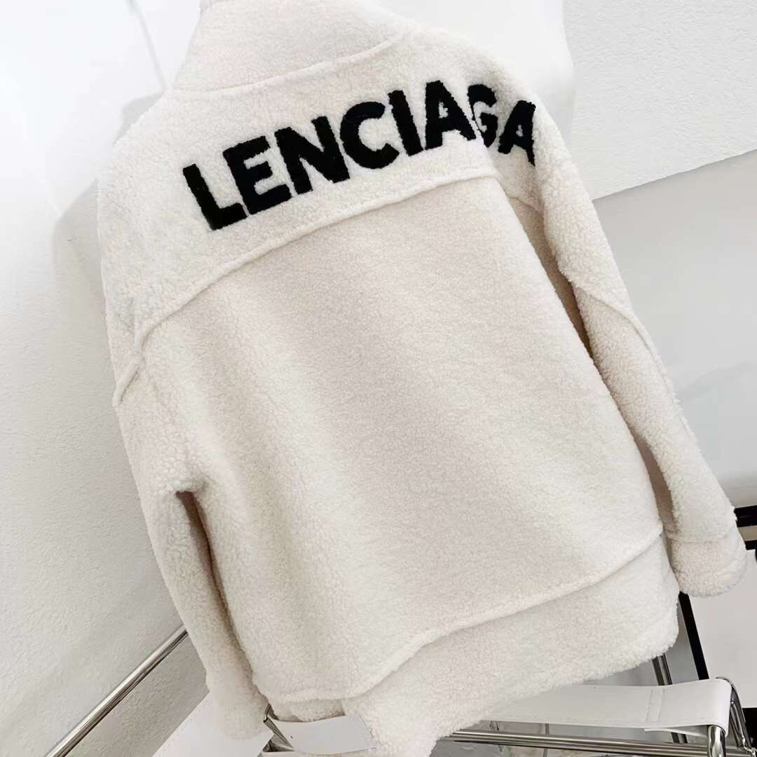 

Paris Autumn winter thickened Faux Fur lamb wool coat men and womens letter embroidery fashion Outerwear Loose big size Warm Fleece BB Jacket S-XL, Black-01