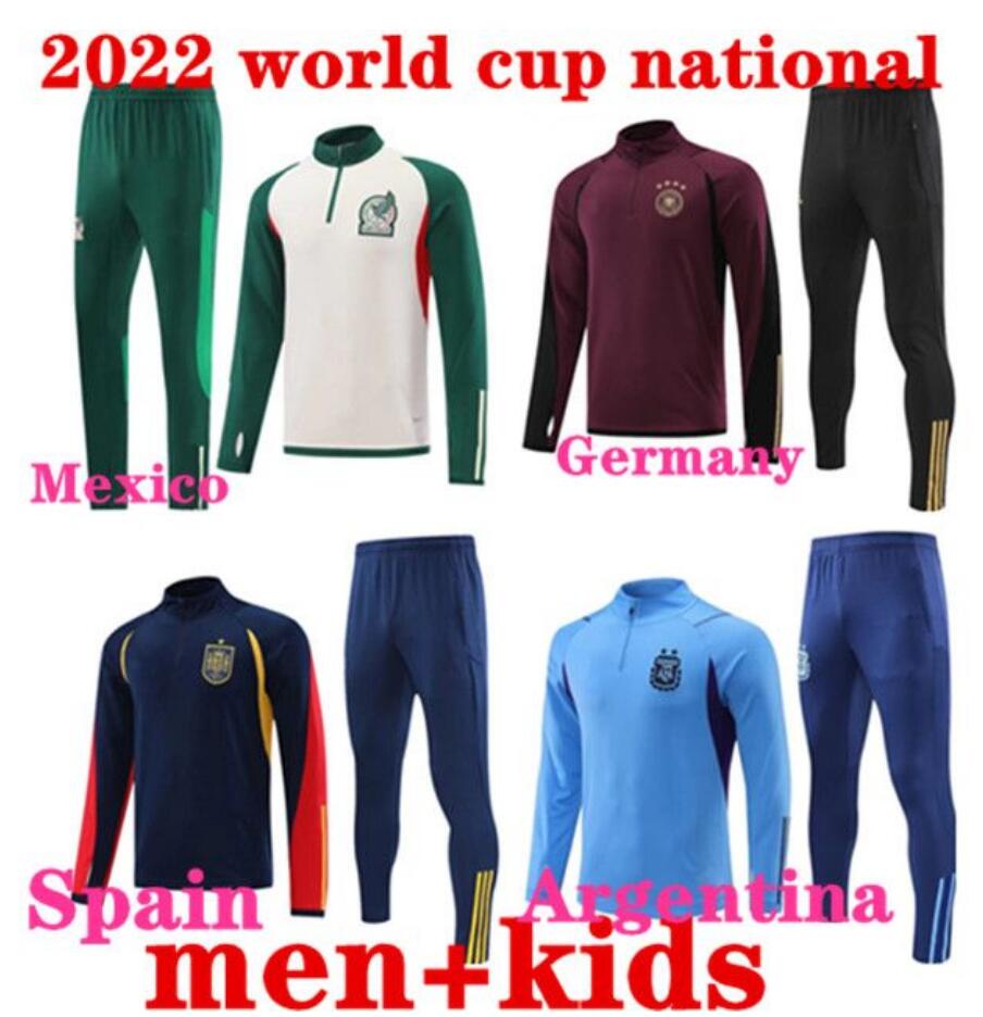 

2022 national team tracksuit Men kids Mexico Argentina Spain Germany 22 23 world Long sleeve cup soccer jersey training suit survetement foot chandal sportswear, White