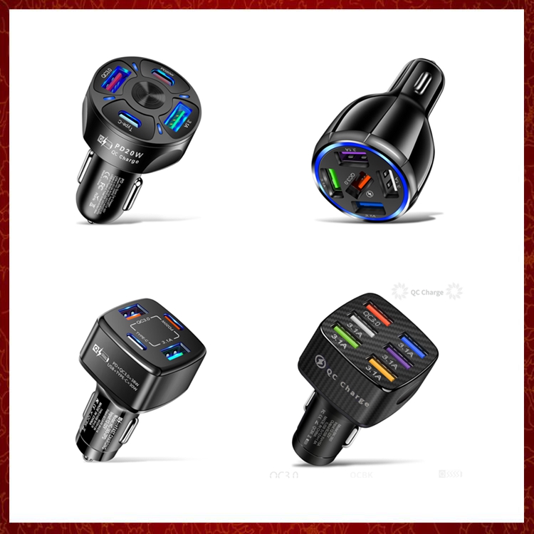 

14 Colors Car USB Charger PD 20W 4 port Quick Charge 3.0 Universal Type C Fast Charging For iPhone Xiaomi Redmi Type-C Car-Charge Automotive Electronics Free ship, Same as the photo