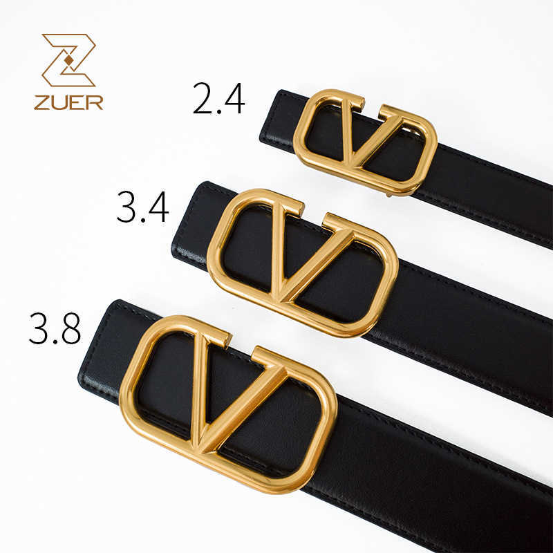 Ceintures ￠ la maison warren femelle fine fine ceinture de taille bronze boucle tiktok v lettre vocation en direct diffusion.