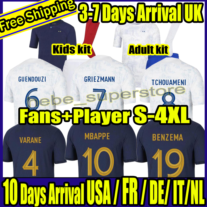 

S-4XL French club Full Sets 2022 soccer jersey 2023 World Cup BENZEMA MBAPPE GRIEZMANN POGBA GIROUD KANTE Maillot de foot equipe Maillots kids kit Men football shirt, Home