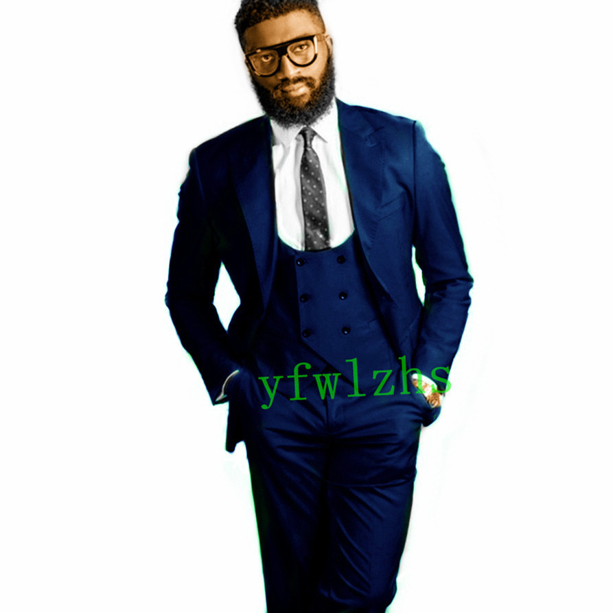 

Wedding Tuxedos One Button Men Suits Groomsmen Shawl Lapel Groom Tuxedos Wedding/Prom Man Blazer Jacket Pants Vest Tie W1138, Same as image