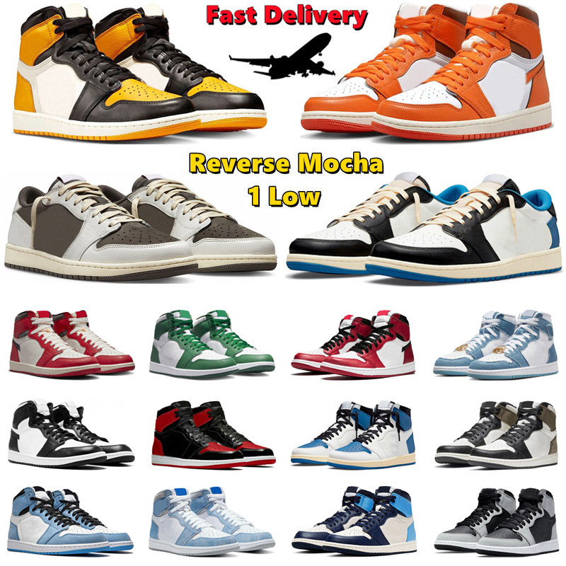 

OG Starfish 1 Basketball Shoes Jumpman 1 low Reverse Mocha Taxi Chicago Gorge Green Bred Patent Hyper Royal UNC Mens Trainer Sport Sneakers, #14