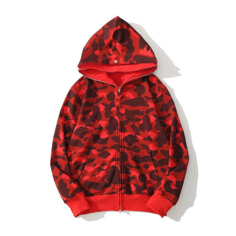 

High Quality Tiger Mens Hoodies Designer Men Women Shark Full Zip Hoodie Jacket Color Grid Harajuku Sweatshirt Fashion Co -Branding Lum GGVC, 1 button