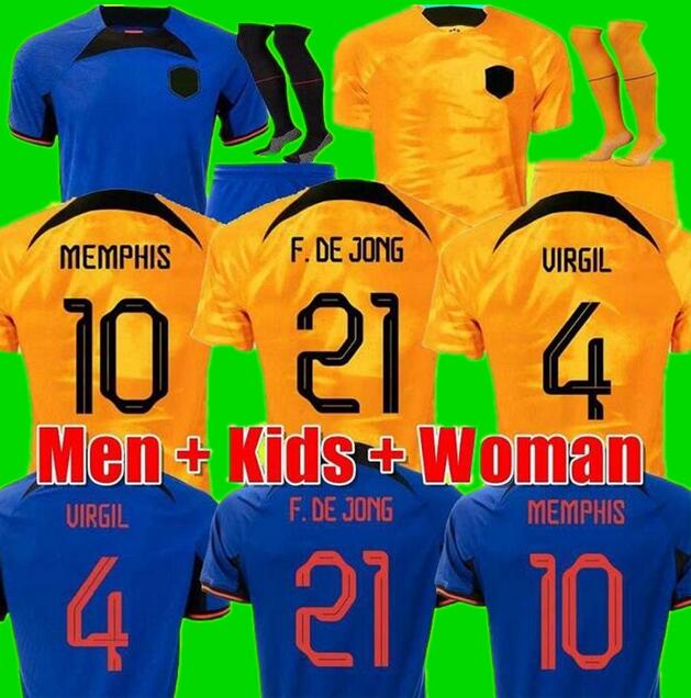 

2022 Netherlands MEMPHIS soccer jersey 22/23 Holland DE JONG VIRGIL DUMFRIES BERGVIJN Shirt KLAASSEN BLIND DE LIGT men kids kit football uniform, Home adult