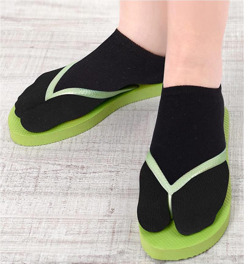 

Men's Socks 5 Pairs Flip Flop Two Toe Tabi Japanese Low Cut Anti-Slip Clogs Sock Men Women Cotton Elastic 2 Fingers Ankle, 5pairs black