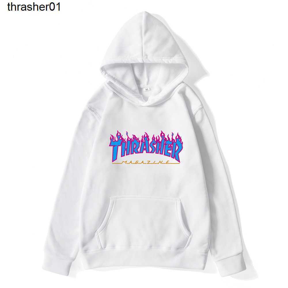 Men's Hoodies designer Sweatshirts winter blue flame men's Pullover Sweater thrasher Street large men's top Hoodie
