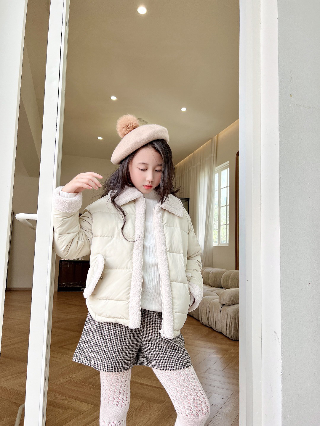

Kids Girls Jacket Toddle Lapel Tweed Down Coat Autumn Winter Baby Girl Windbreaker Outwear Clothes, As show
