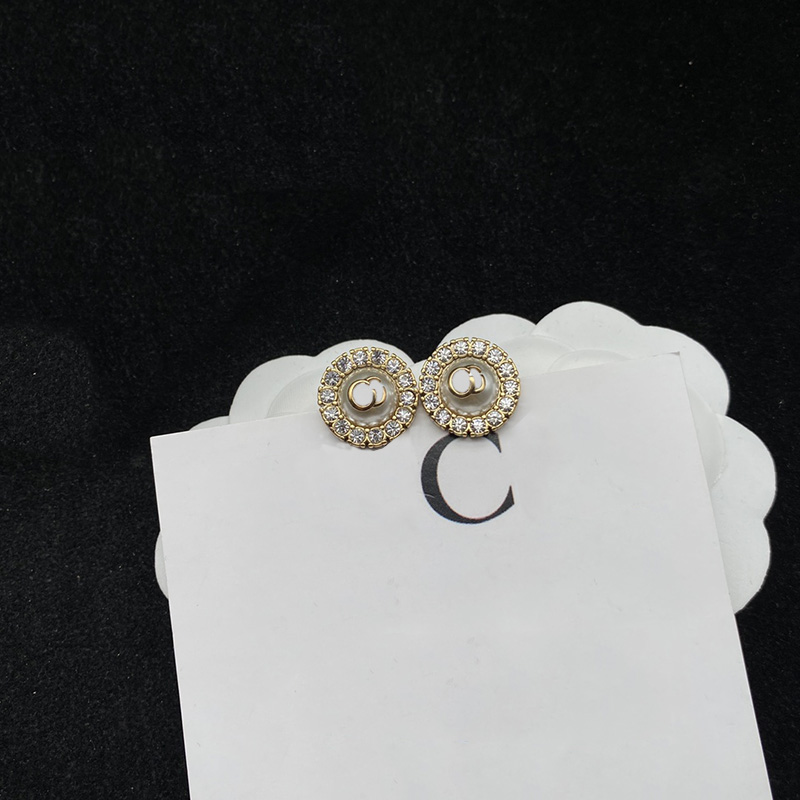 

Fashion Studs Designer Looped Stud Earrings For Women Luxury Jewelry Earring Gold Letters Plated Crystal C Gifts Couples Bracelet Hot