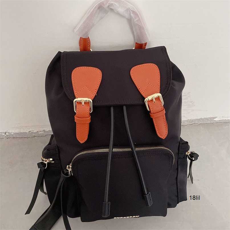 

Designer Burbrerys Leather Handbags 2022 spring debut fashion canvas with cowhide versatile Backpack, Black