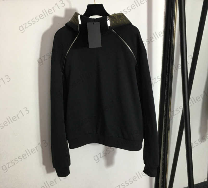 

Womens Hoodie Letter Webbing Stitching Double Zipper Design High Neck Long Sleeve Hoodie Cool Sa Casual Style Hooded Sweatshirtsspring Autumn Women Clothing 1970