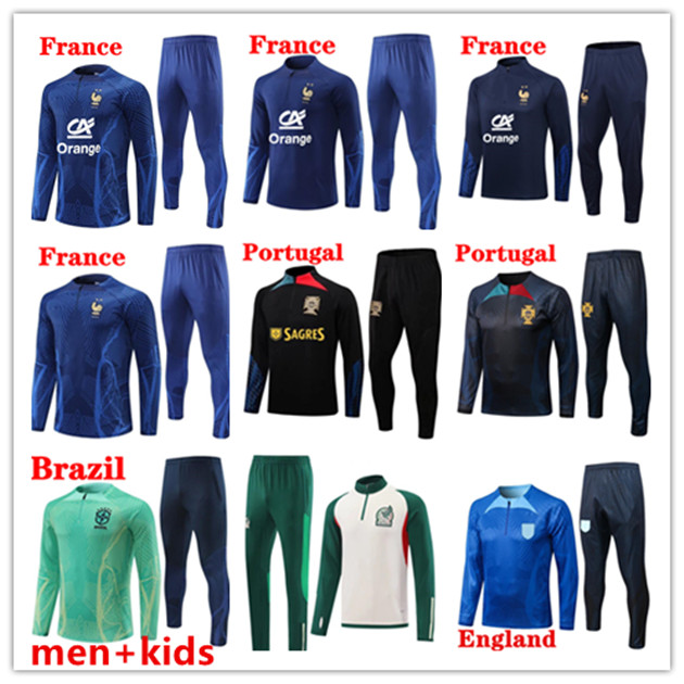 

2022 Portugal tracksuit JOAO FELIX soccer jerseys training suit RONALDO FERNANDES Portugieser 2022 Half pull England chandal tracksuit Men kids kit suits, 14