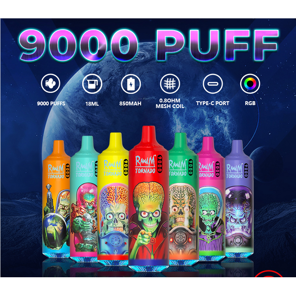 

RandM Tornado 9000 Disposable Vape Device Wholesale 9000 Puffs Integrated 850mAh Battery 18ML 12 Optional FLS