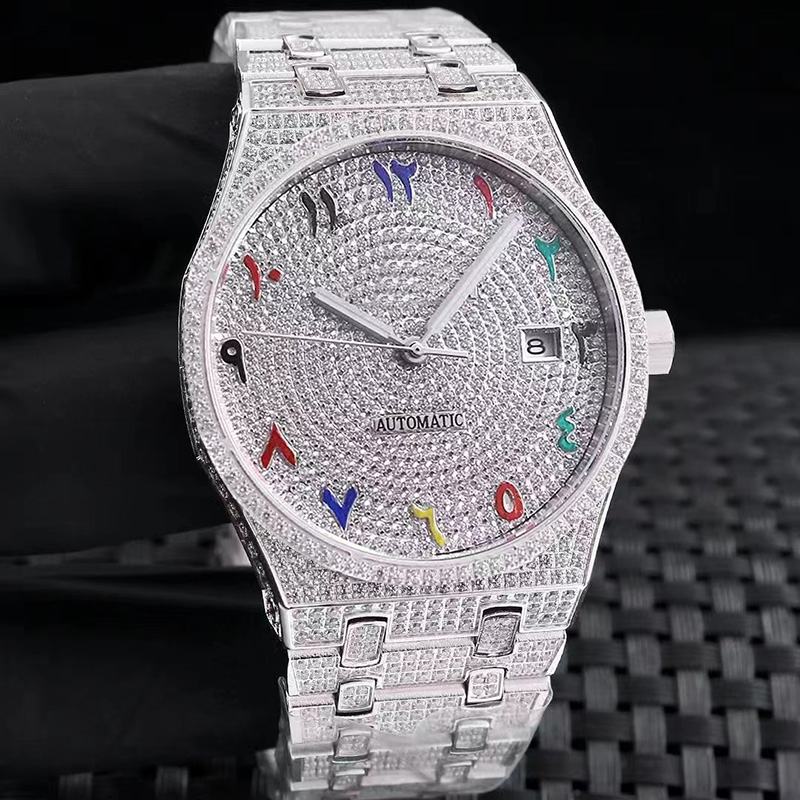 

Wristwatches New luxury men's watch and women's watch set with diamond seri 41 mm dial, Color 1