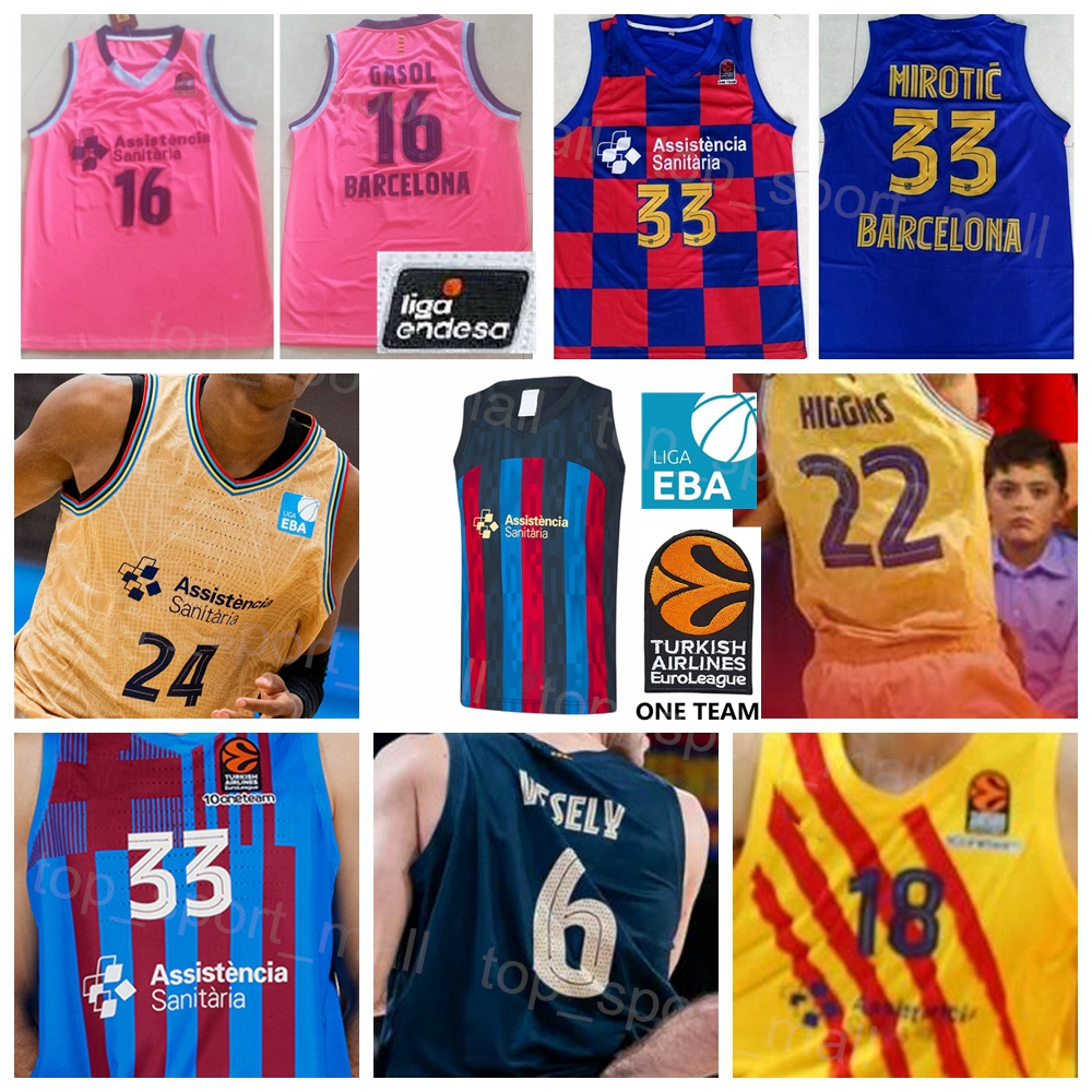 

Printed Basketball Baloncesto Barca Lassa 22 Cory Higgins Jersey 12 Nikola Kalinic 24 Kyle Kuric 13 Tomas Satoransky 3 Oriol Pauli 23 James Nnaji Red Blue Yellow Pink, 2020 pink