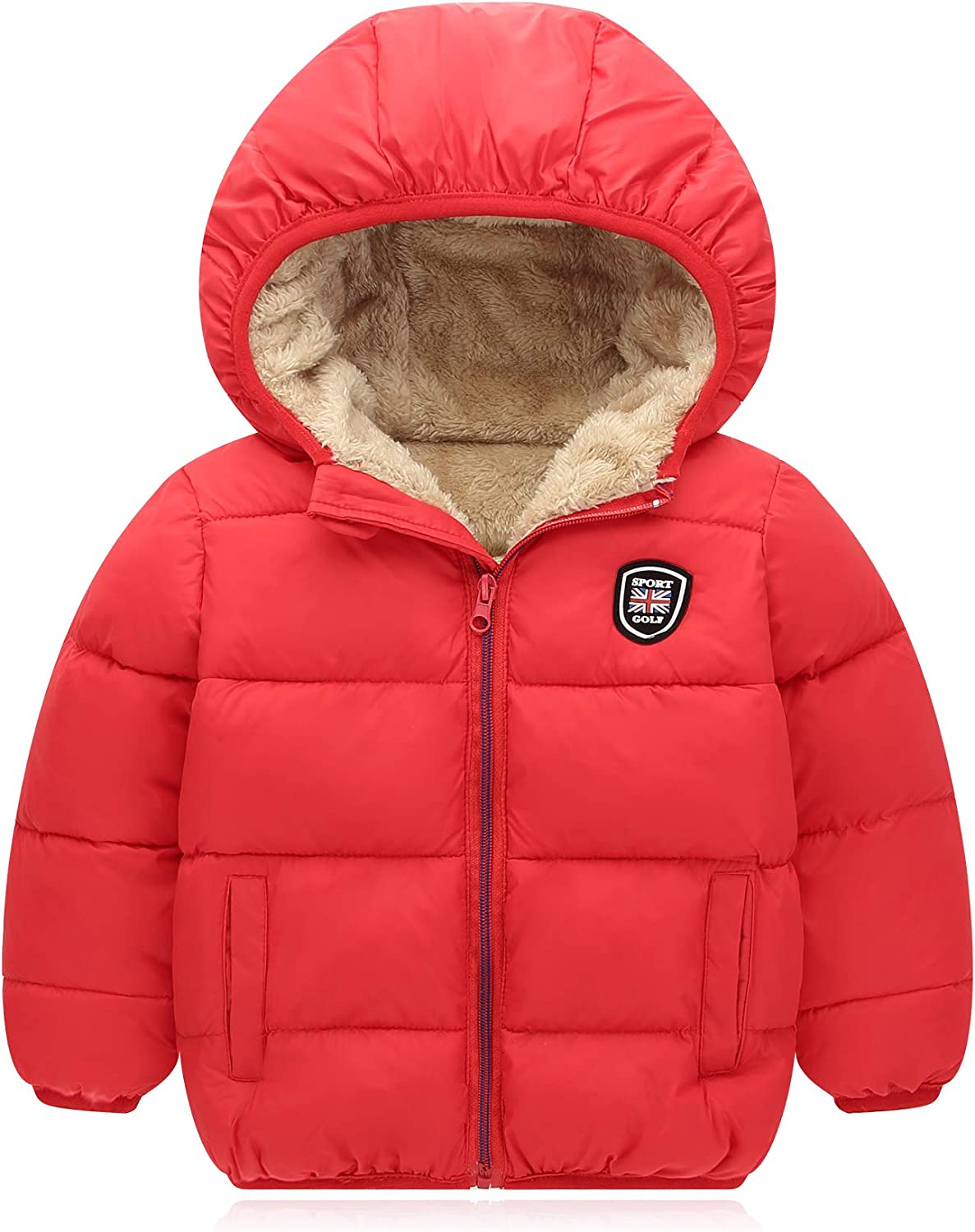 Fashion Down Coats for kids Hooded Lightweight Fleece Lined Winter Jackets Windproof Warm Puffer Outerwear