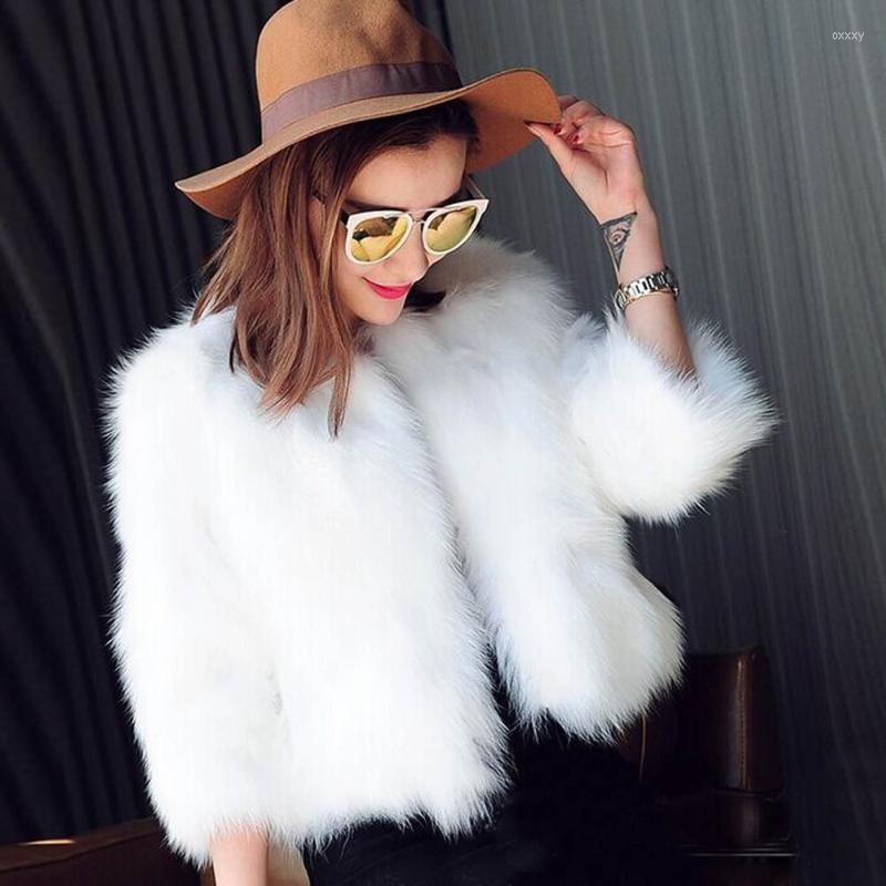 

Women' Fur Wedding White Shawl Small Coat 2022 Women 3/4 Sleeve Short Black Faux Female Casual Outwear Overcoat Jackets