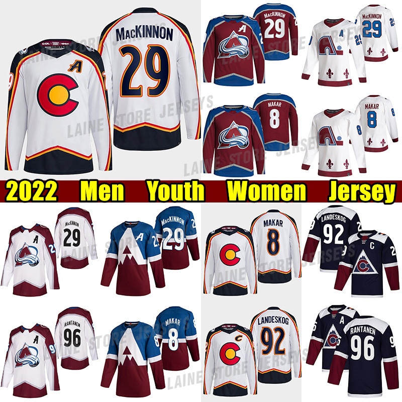 

#29 Nathan MacKinnon Reverse Retro hockey jersey #8 Cale Makar Avalanche#96 Mikko Rantanen Gabriel Landeskog Joe Sakic Devon Toews Valeri Nichushkin jerseys, Navy blue youth
