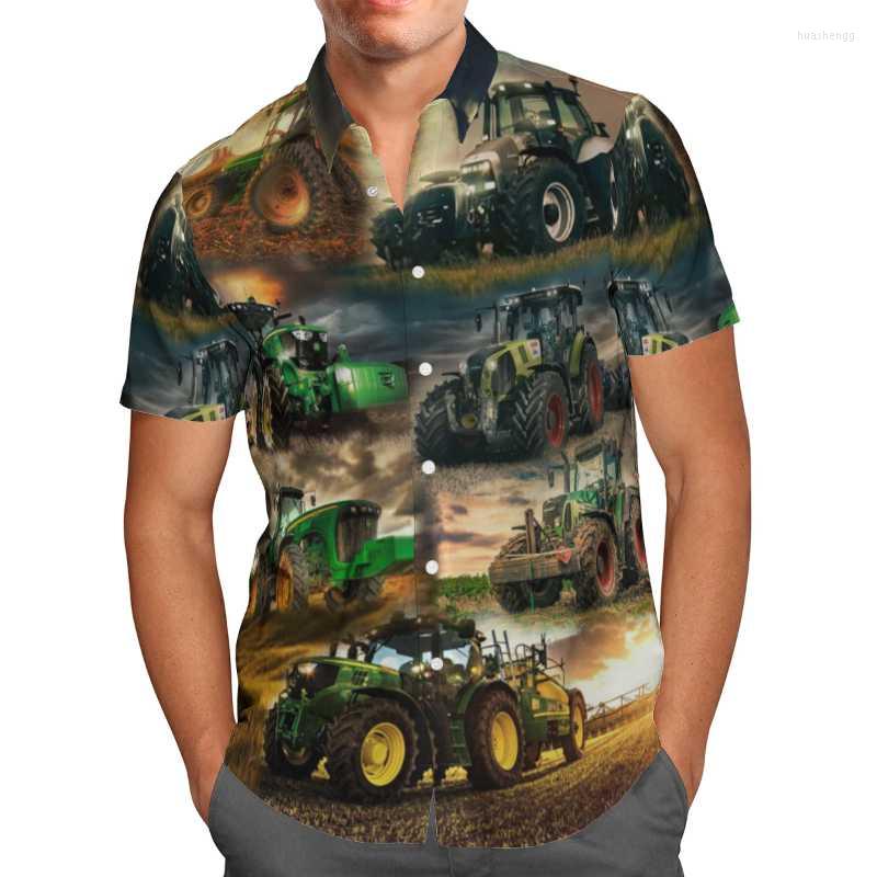 

Men' Casual Shirts Men' Car Tractor 3D Printing Beach Hawaiian 2022 Summer Shirt Short Sleeve Streetwear Oversized 5XL Camisa Social, 07
