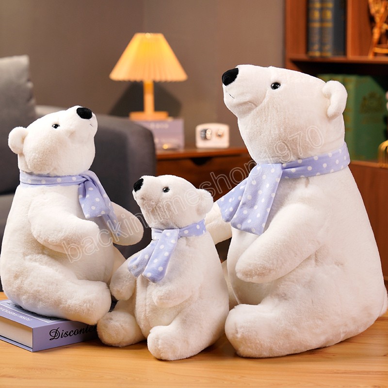 

25/30/40cm Lovely Polar Bear Plush Toys Cute Soft White Bears with Scarf Dolls Stuffed Animal Pillow Girls Valentine's Gift