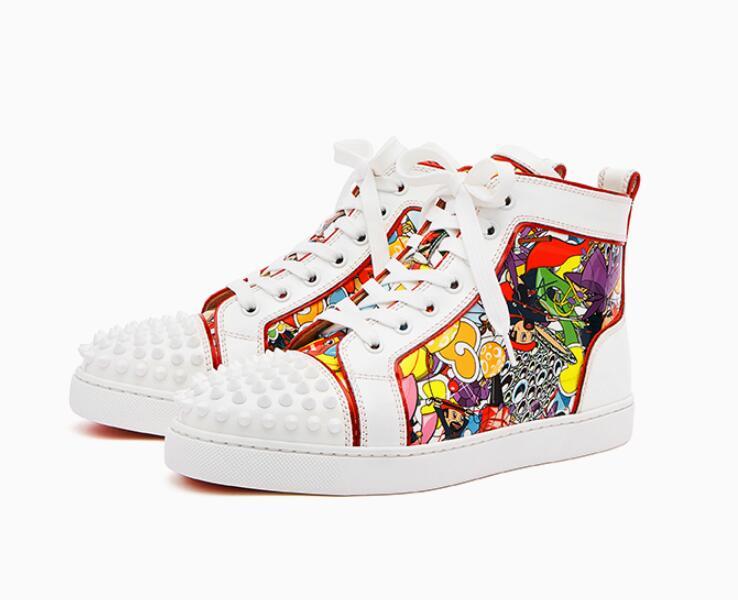 Chaussures rouges chrétiens chrétiens luxe décontracté baskets de chaussures de chaussures de créateur hommes hommes femmes coupées fleurs graffi