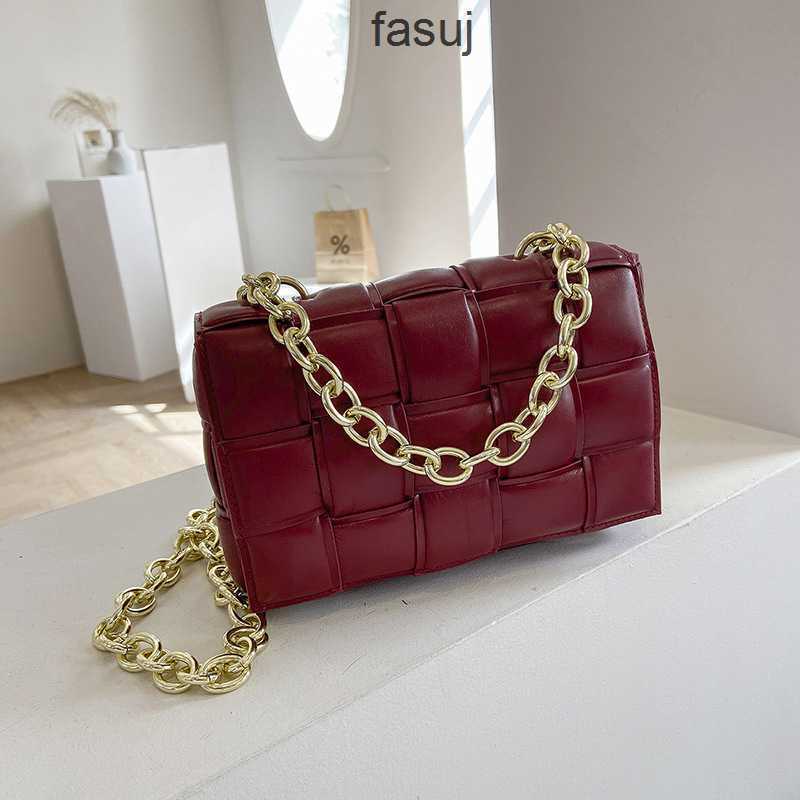 

Fashion Ladies Bottess bags Venetas Net red women's 2022 new Korean thi chain square woven small texture frosted hand messenger, Yellow