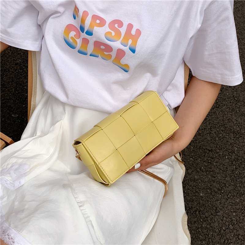 

Handbags Designer Bottess Ladies Venetas Summer fresh tofu simple chain small square woven popular messenger street fashionable have a logo, White