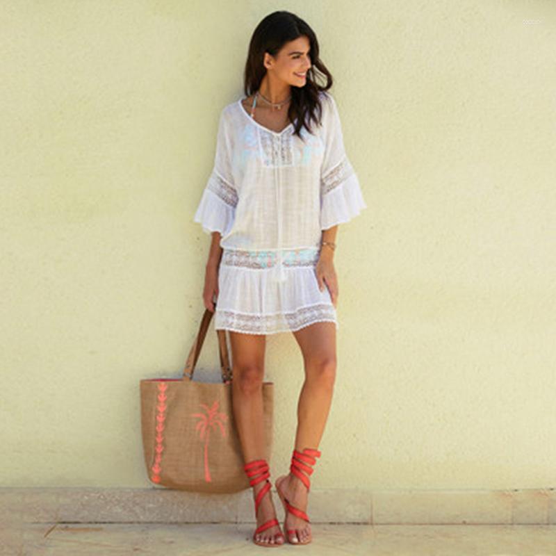 

Women's Swimwear Women's Beach Cover Up Women Ups Lace Dress Tunic Tassel Crochet Suit Pareo De Plage BeachwearWomen's, Blue