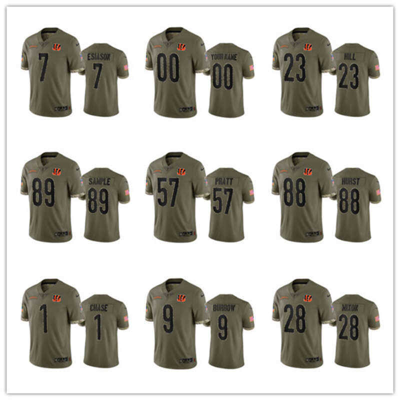 

Football Jersey Cincinnati''Bengals''MEN Daxton Hill Joe Mixon Ja'marr Chase Joe Burrow Evan Mcpherson 2022 Salute To Service