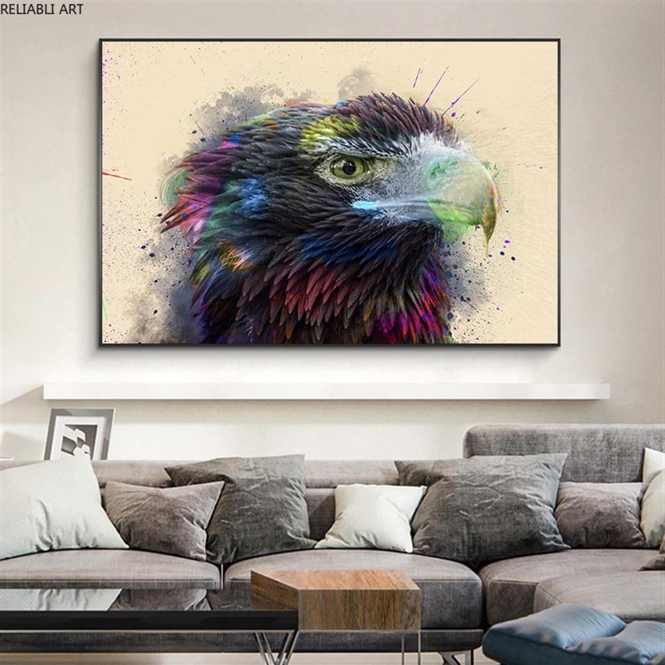 

Modern Animal Decorative Painting HD Eagle Bird Art Picture Portrait Colorful Canvas Wall Decor Living Room Poster And Print206Q