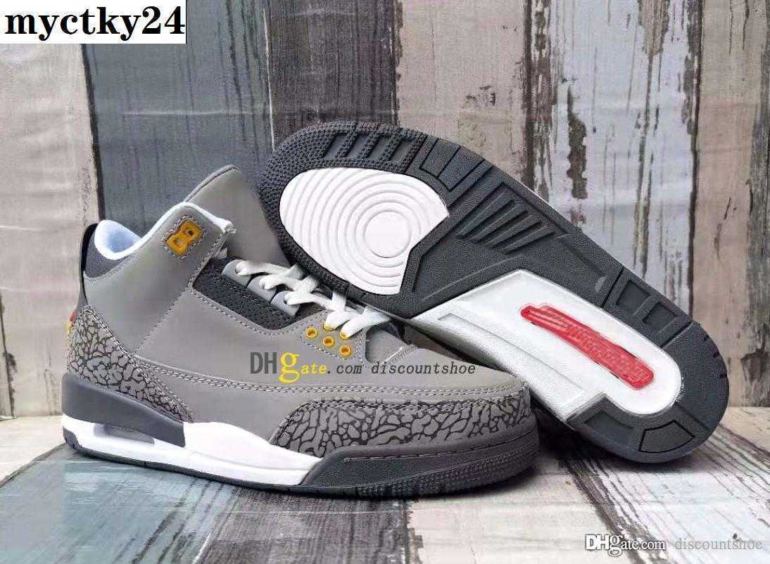Chaussures de basket-ball baskets cool gris coureur bleu rétro pour hommes 3 3s taille US 7-12 chaussures décontractées