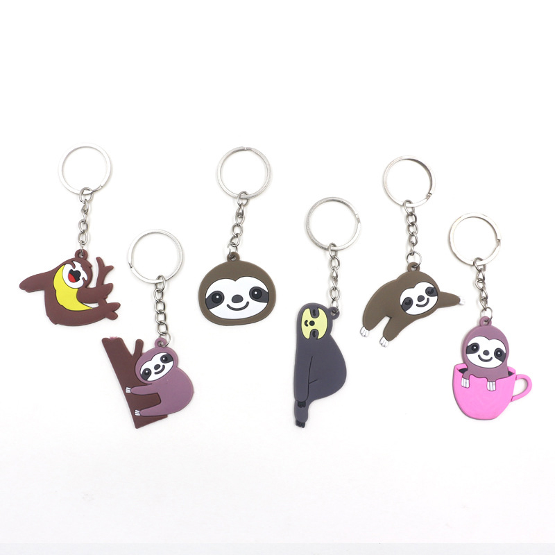 

PVC Sloth Keychains Cute Cartoon Keychain Pendant Car Accessories Keyring Key Chain