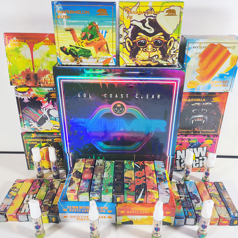 

gold coast clear gcc atomizers summer edition vape cartridges 0.8ml thick oil cartridge ceramic coil carts empty wax vaporizer carts dab pen e cigarettes 510 thread
