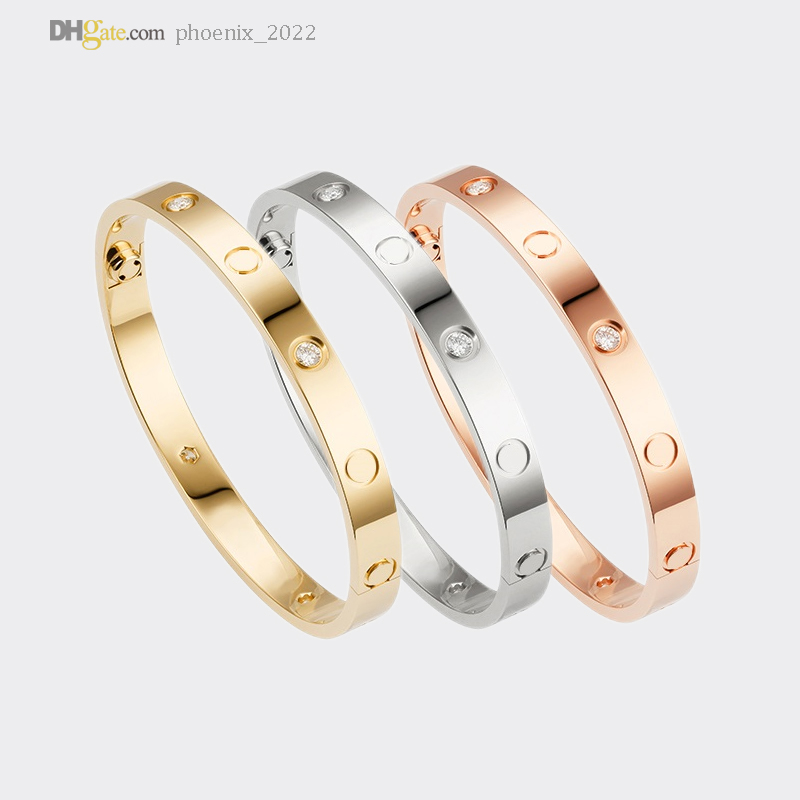 Carti Love Bracelets Mens Bangle Designer Bracelet pour les femmes 4 Diamants Bijoux de luxe Titane en acier or-plaqué jamais fondu non allergiqu