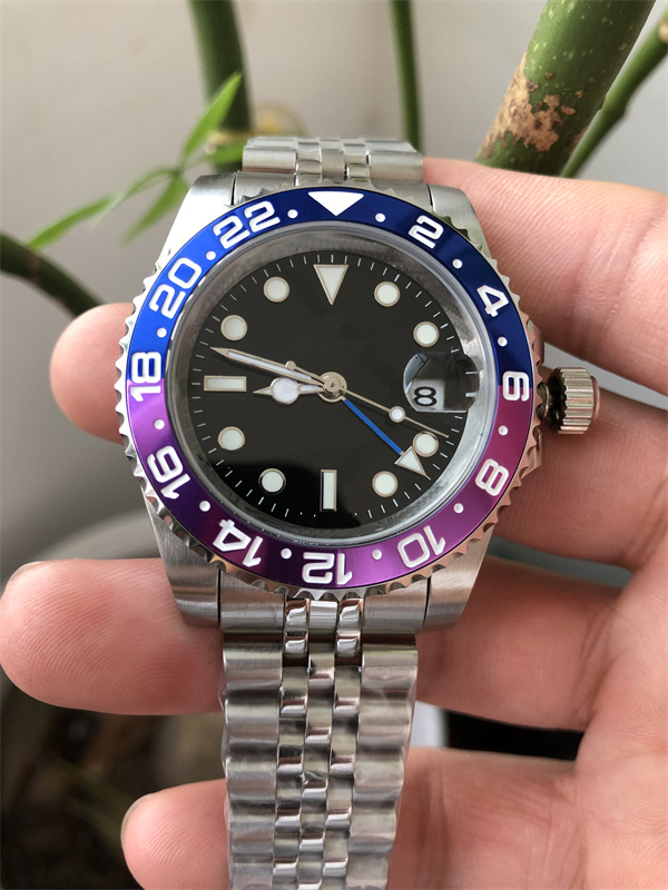 

Men's luxury automatic mechanical ceramic watch 41mm all stainless steel sliding button swimming watch sapphire luminous, Color 3