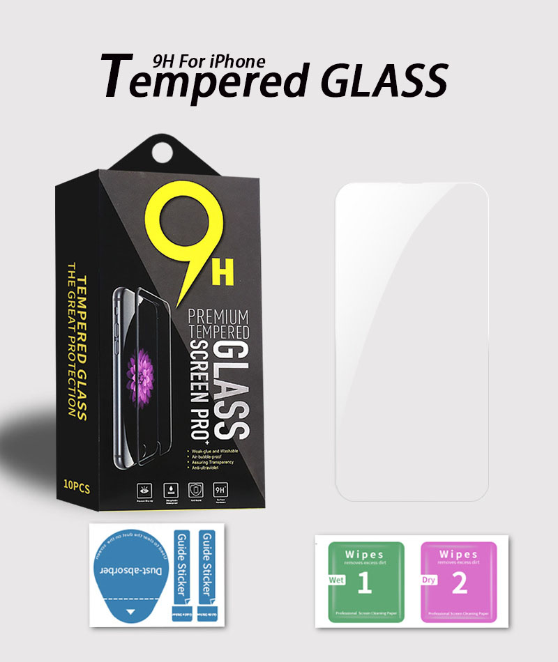 

9H Screen Protector for iPhone 14 13 Mini Pro Max 11 12 XR XS 7 6 8 Plus Samsung A42 S22 0.33mm Clear Tempered Glass Film with Retail Package