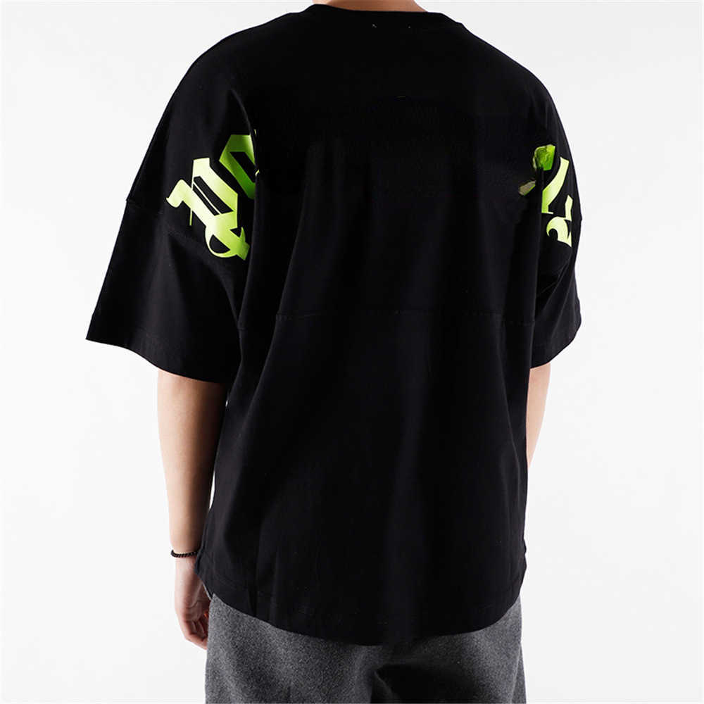 

Men Womens palm T Summer shirt Mans Stylist Tee Guillotine Bear palms Printed Short Sleeve Truncated Bears Angles Tees angel tshirt yh COBA, Green characters on black background