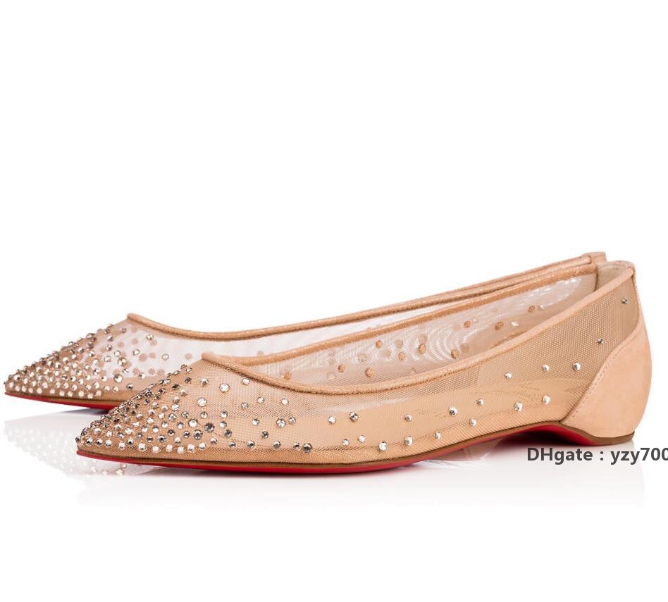 

Red-Bottoms sandals Christians Luxury Popular Brands Women's Ballerinas Flats Sexy Lady Pointed Toe Ballets Famous Comfort Party Wedd zRv