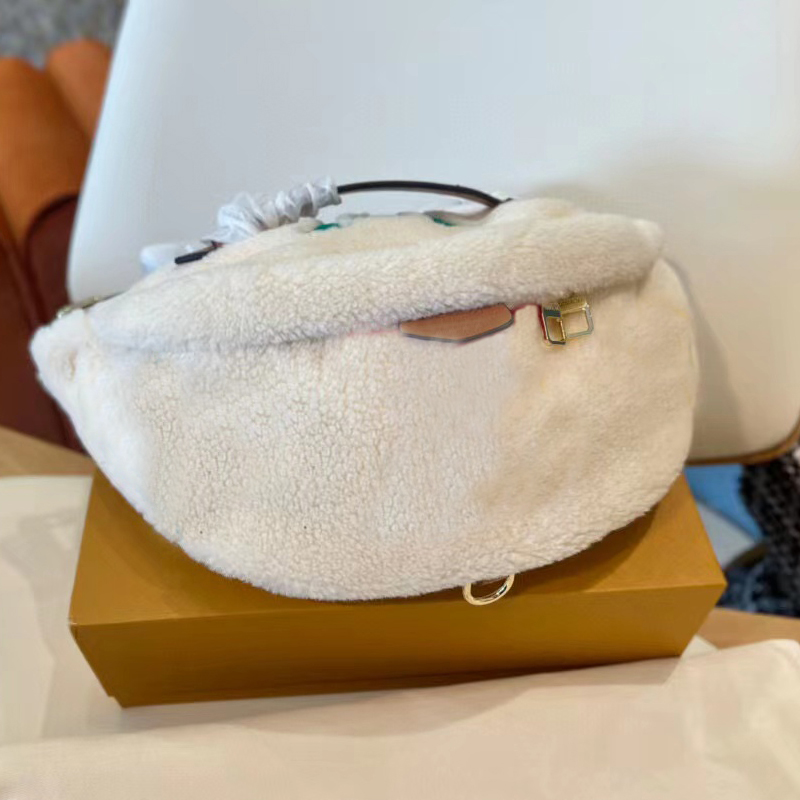 

Original Hardware Soft Plush High Quality Genuine Teddy Men Chest Bag Bumbag Designers Crossbody Bags Purse Letter Tedy Luxurys Lambswool with box