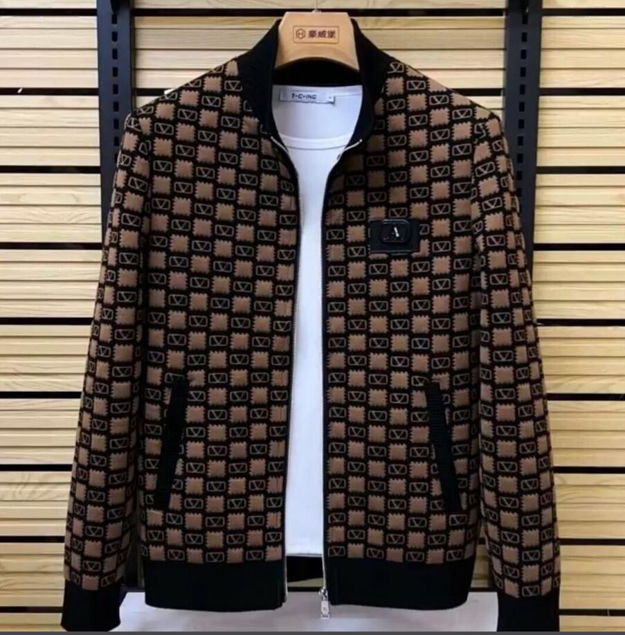 

Men's Sweater Coat Fashion Patchwork Cardigan Mens Knitted Sweater Jacket Stand Collar Thick Warm Coats Men UL6R, W2