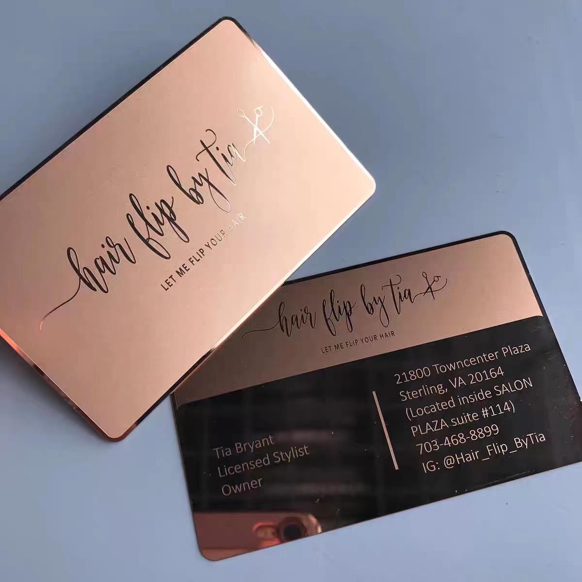Senior luxury personalized custom gold silver black metal business card-image-813326953