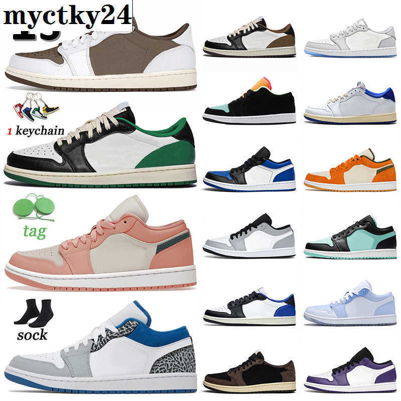 1s Mens Women Low Basketball Shoes Jumpman 1 OG Sneakers Reverse Mocha Cactus Jack Green Light Madder Root True Blue Smoke Grey Court Purple