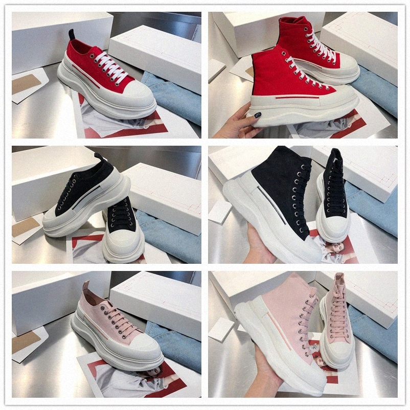 

2022Fashion platform Casual shoes men women Tread Slick canvas sneaker Girls High boots pale pink red royal white triple black high quality o55R#
