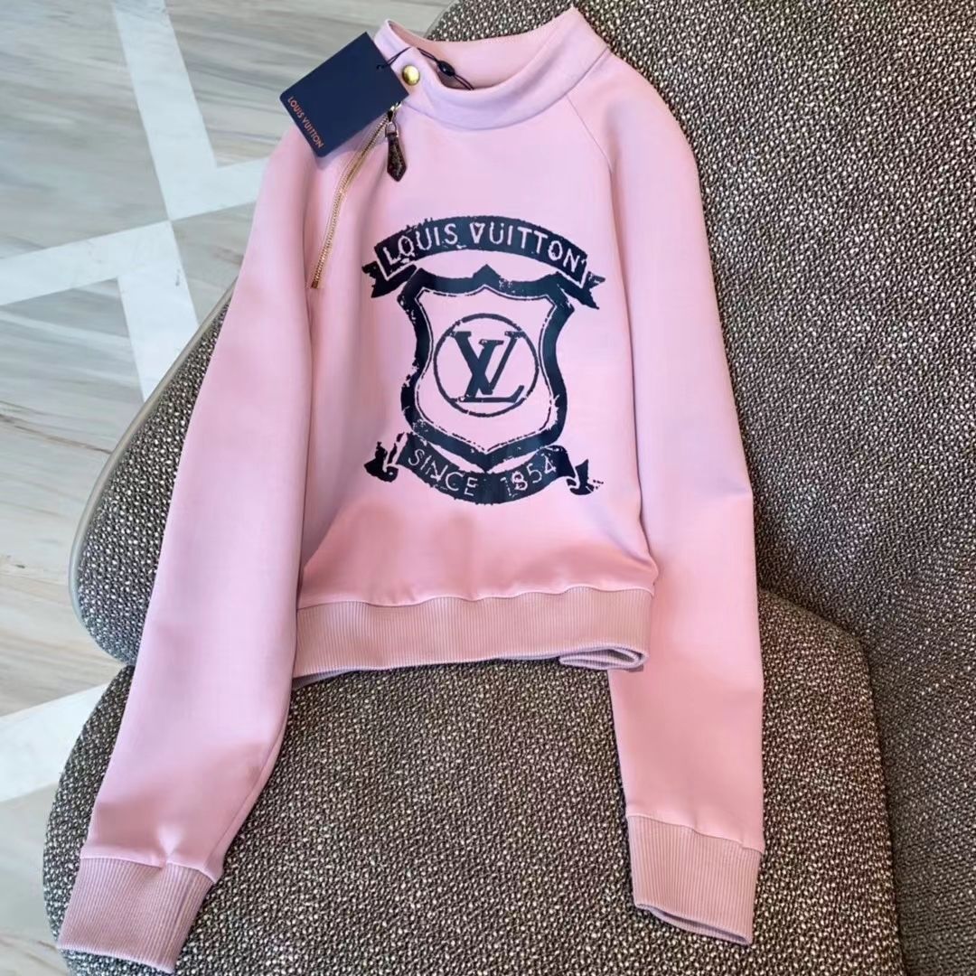 Women Sweaters Print Letter Knitting Zipper Button Sweater High Street Pullover Pink
