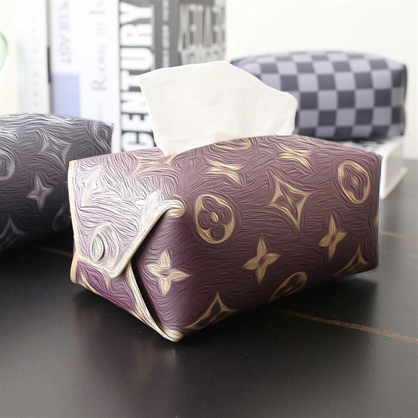 

PU Leather Desktop Tissue Boxes Rectangular Anti-Moisture Pumping Paper Container Home Office Napkin Holder Durable Storage Box272p