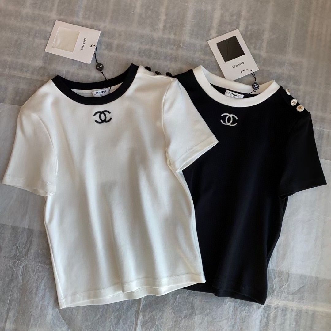 Womens T Shirt Designer For Women Shirts With Letter And Dot Fashion tshirt With Embroidered letters Summer Short Sleeved Top Tee Woman Clothing-image-775196781