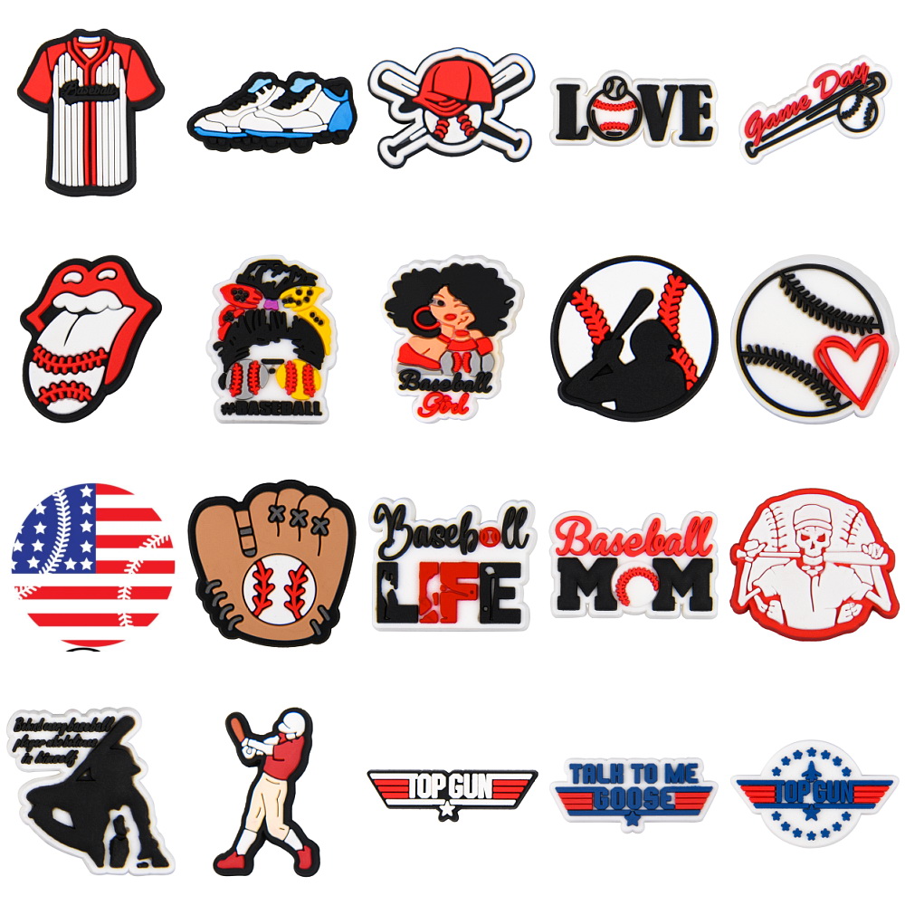 

baseball Sports Shoe Charms Design Decoration Fits For Croc Garden Sandal Shoe Accessories Kids X-mas Party Gifts