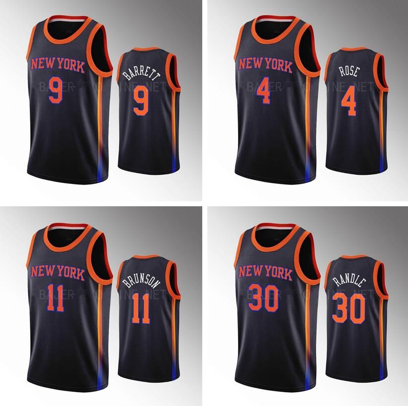 

custom Basketball jersey RJ Barrett Obi Toppin Derrick Rose Julius Randle 2022-23 city jersey, With logo