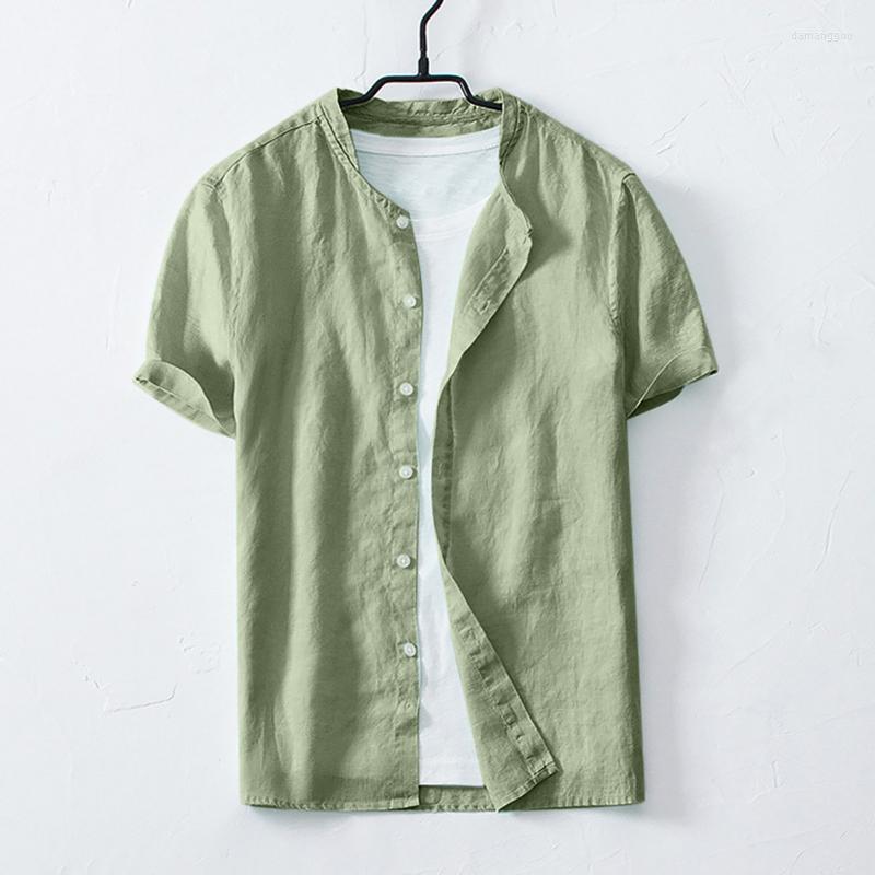 

Men's Casual Shirts Men's Cool Thin Short Sleeve Soft Breathable Tops 2022 Fashion Blouse Button Dyed Gradient For Male Homme, Green